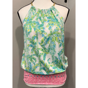 Lilly Pulitzer Bowen Halter Top XS Fresh Citrus Keep Palm Coastal Cottagecore